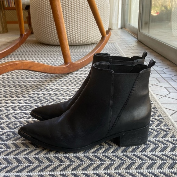 Marc fisher Yale womens black leather pointy ankle boots - Picture 8 of 12